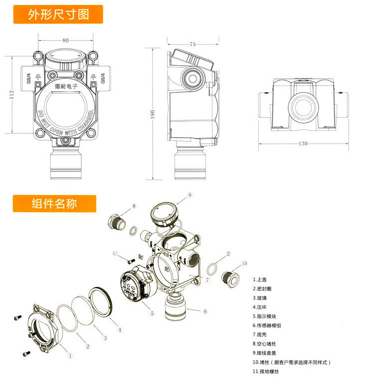 可燃氣體濃度報警器探頭結(jié)構(gòu)